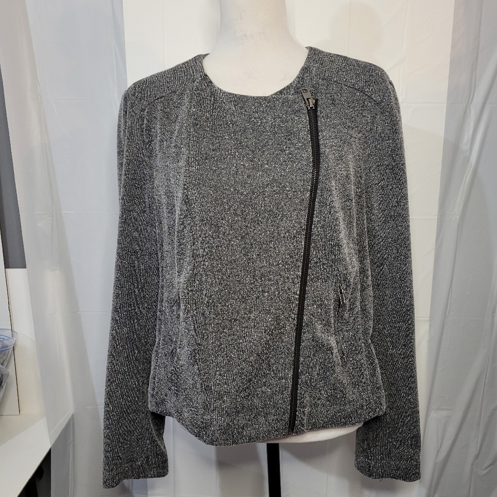 Catherine Malandrino‎ long sleeve zip-up blazer gray size extra large